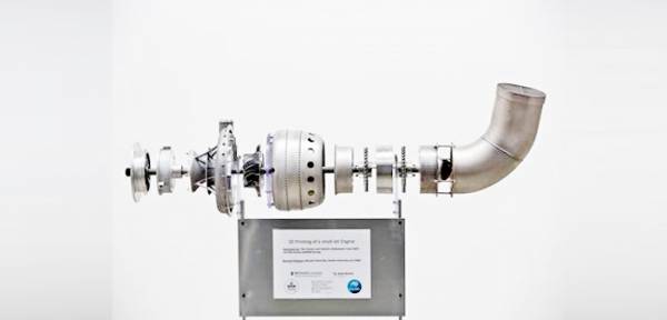 Kompletny silnik turbowałowy wykonany w technologii DMLS na uniwersytecie Monash Źródło: Uniwersytet Monash - Melbourne