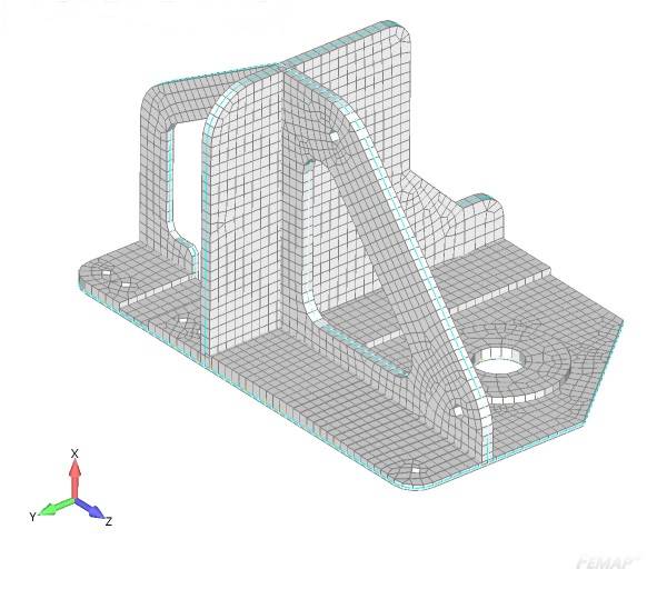 Wizualizacja grubości siatki po dopasowaniu grubości elementów do geometrii 3D w drugim ujęciu