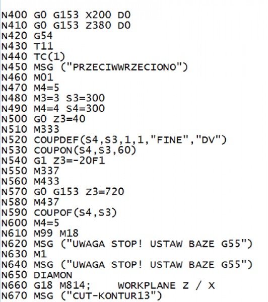 kod na maszynę CNC