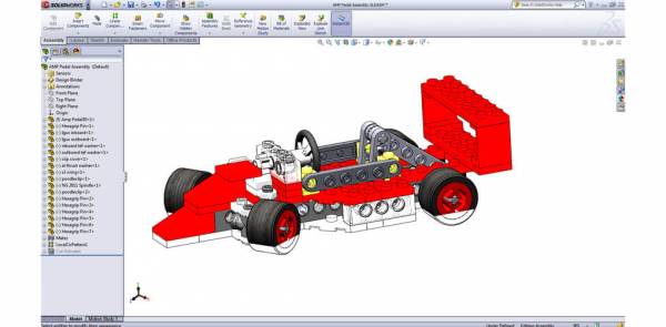 rysowanie 3d dla dzieci - modelowanie samochodu LEGO - solidworks