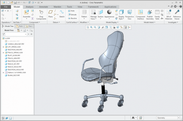 Creo Design Exploration model krzesła